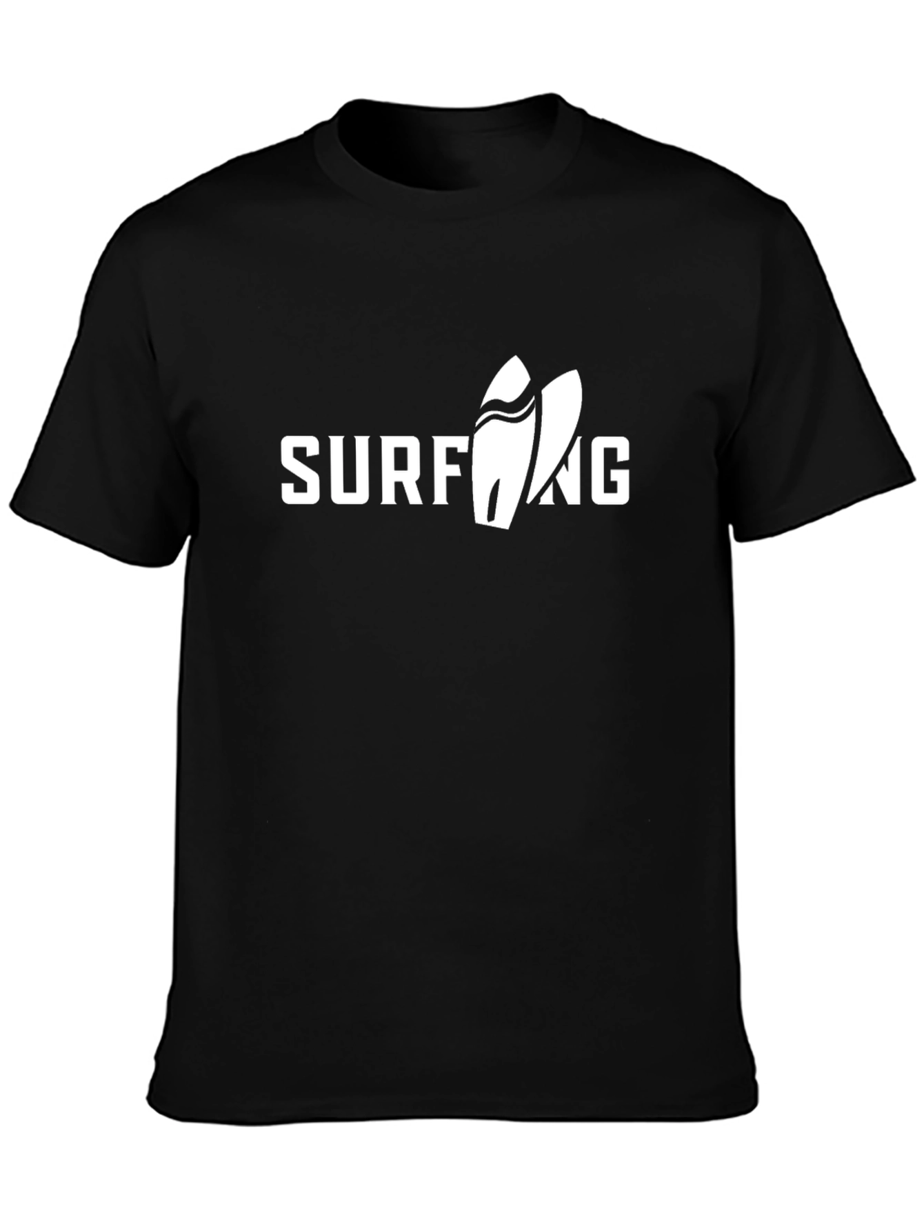 Surfing Graphic Tee - Black Cotton T-Shirt