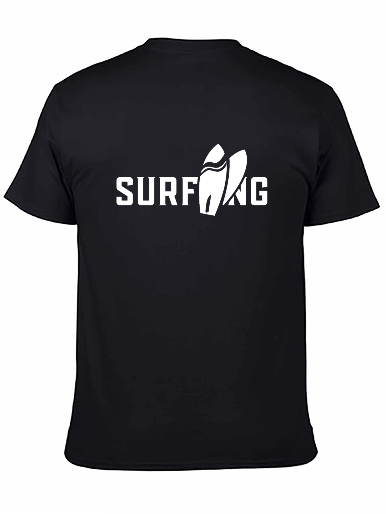 Surfing Graphic Tee - Black Cotton T-Shirt