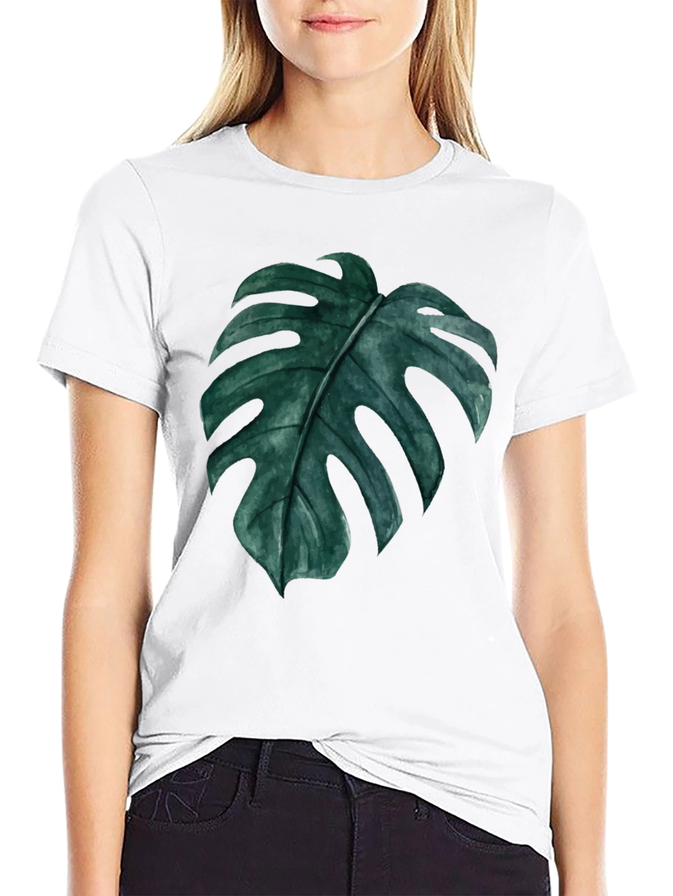 Monstera Leaf Graphic Black T-Shirt