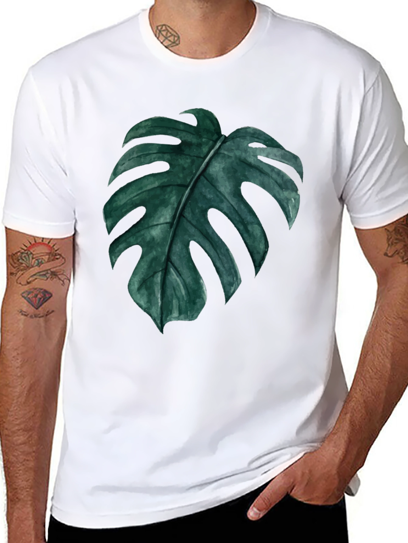 Monstera Leaf Graphic Black T-Shirt