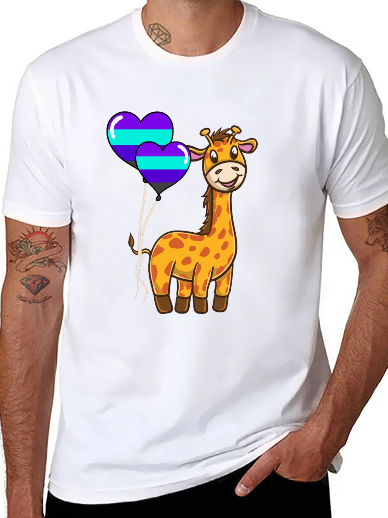 Giraffe & Heart Balloons Graphic Tee