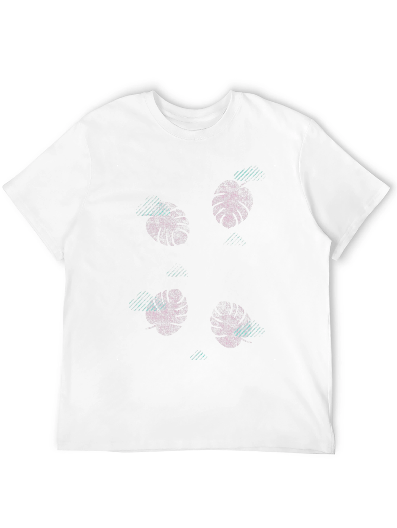 Tropical Leaf Print Black T-Shirt