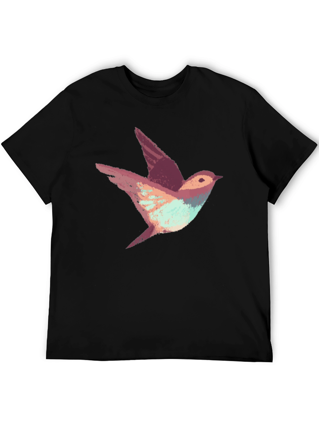 Abstract Bird Print Black T-Shirt