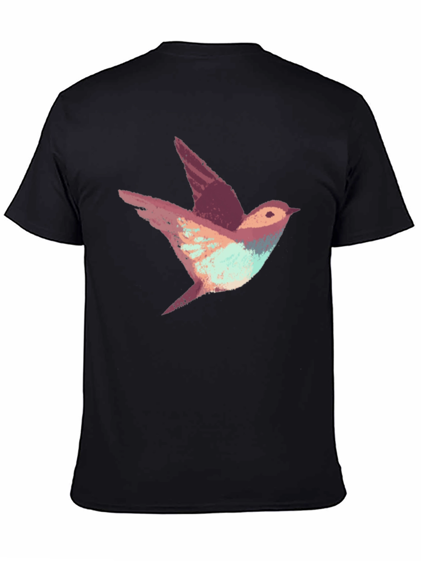Abstract Bird Print Black T-Shirt