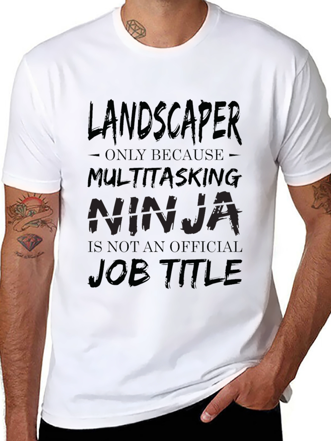 Landscaper Ninja Black Cotton T-Shirt
