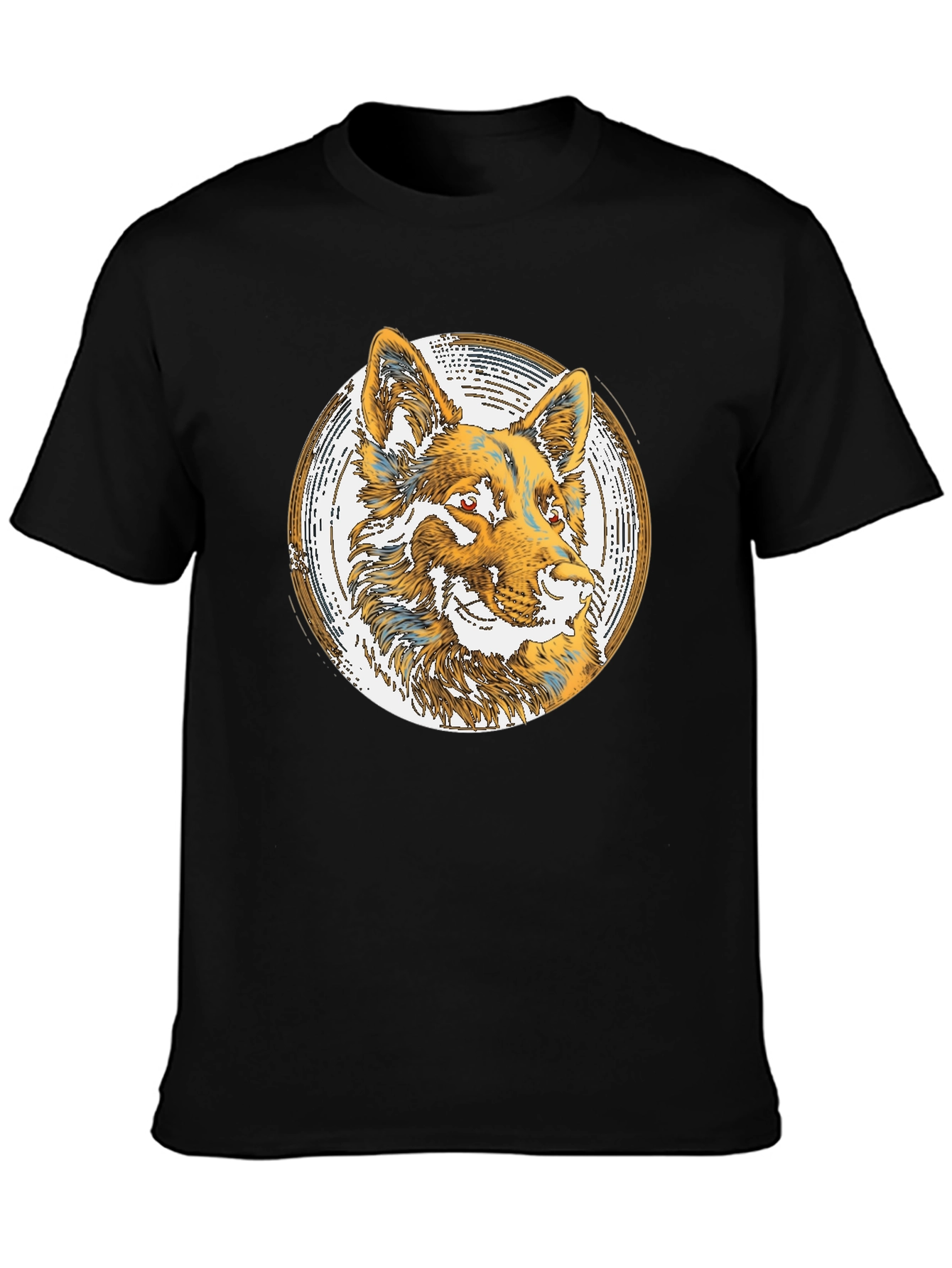 Wolf Graphic Print Tee - Black