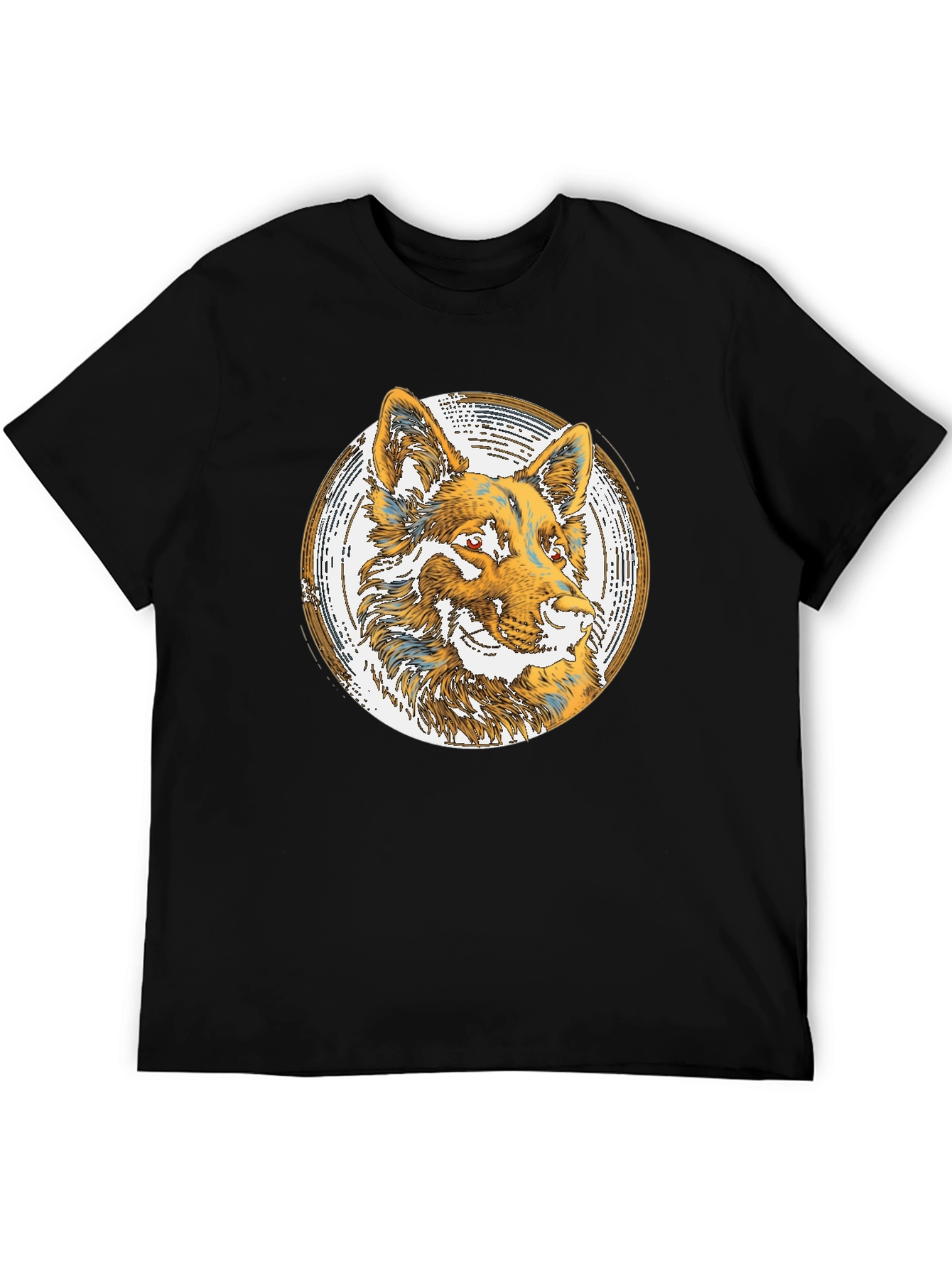 Wolf Graphic Print Tee - Black