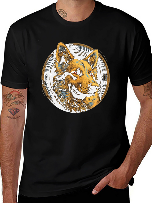 Wolf Graphic Print Tee - Black