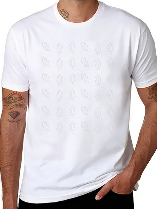Leaf Pattern Black T-Shirt - Nature Inspired Design