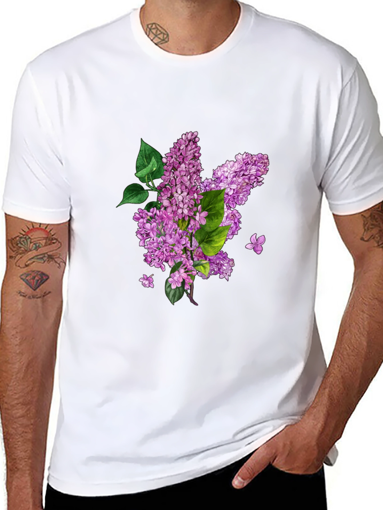 Floral Print Tee - Black