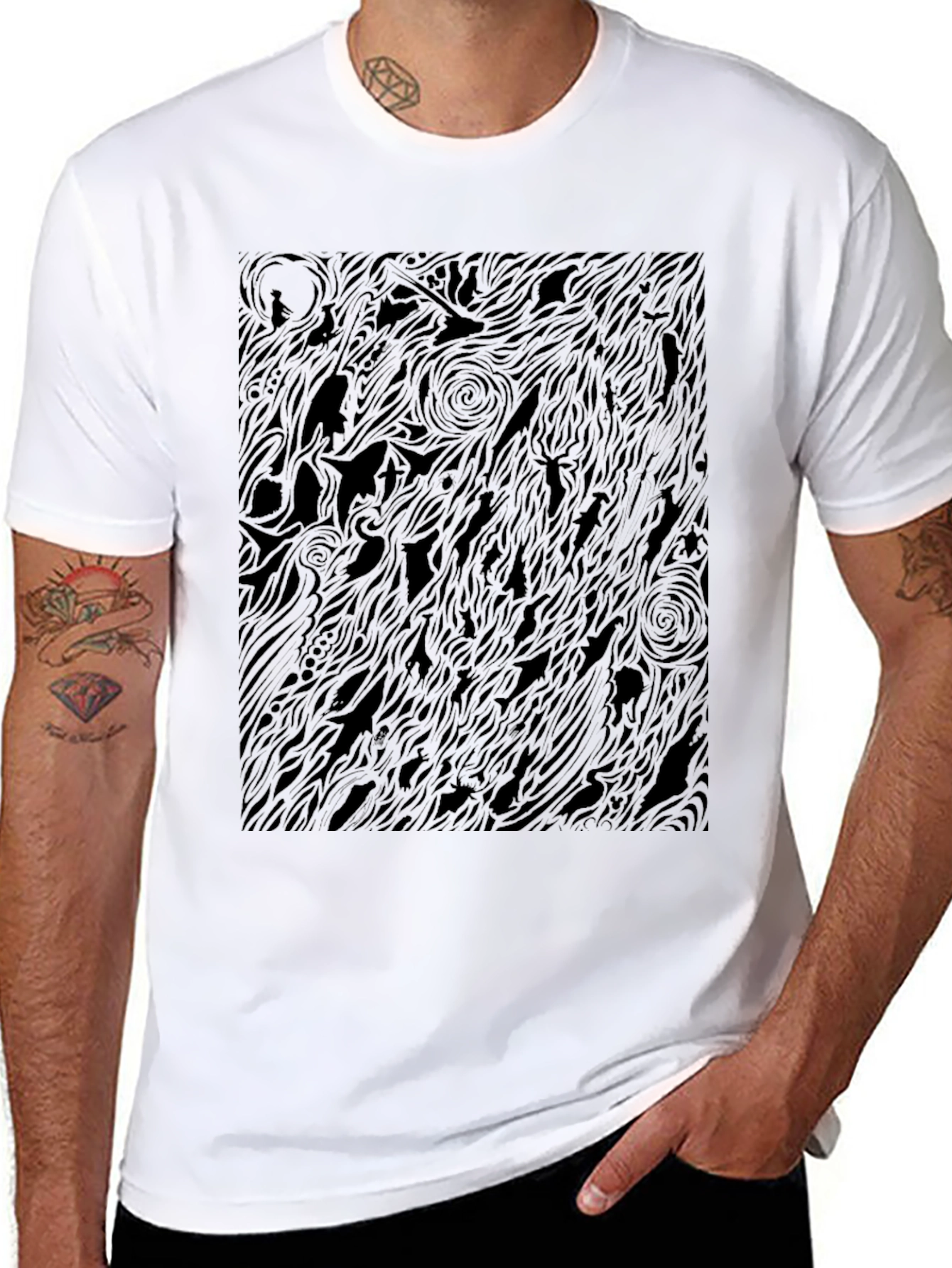 Abstract Black Pattern T-Shirt