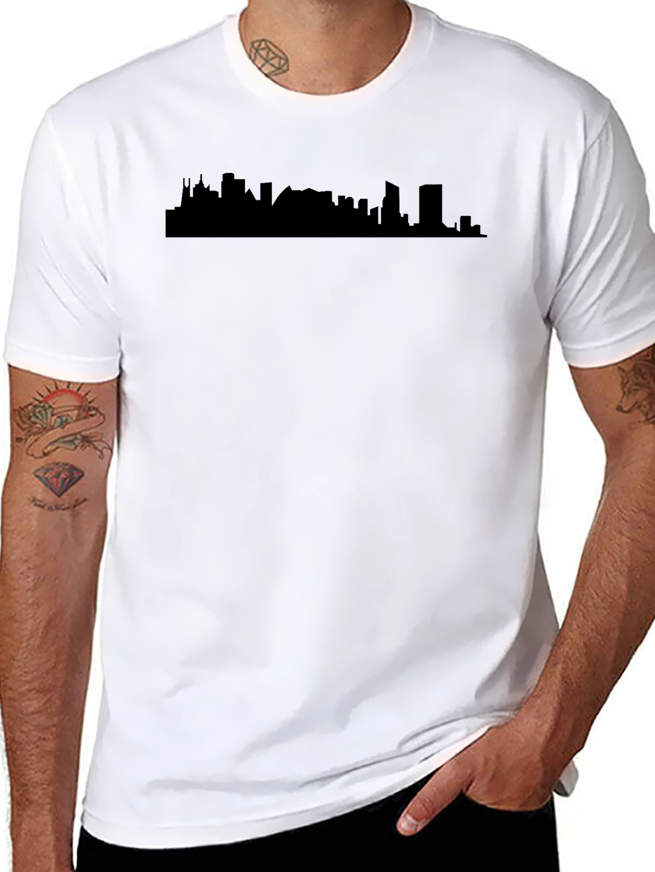 Modern Skyline Graphic Tee - Black