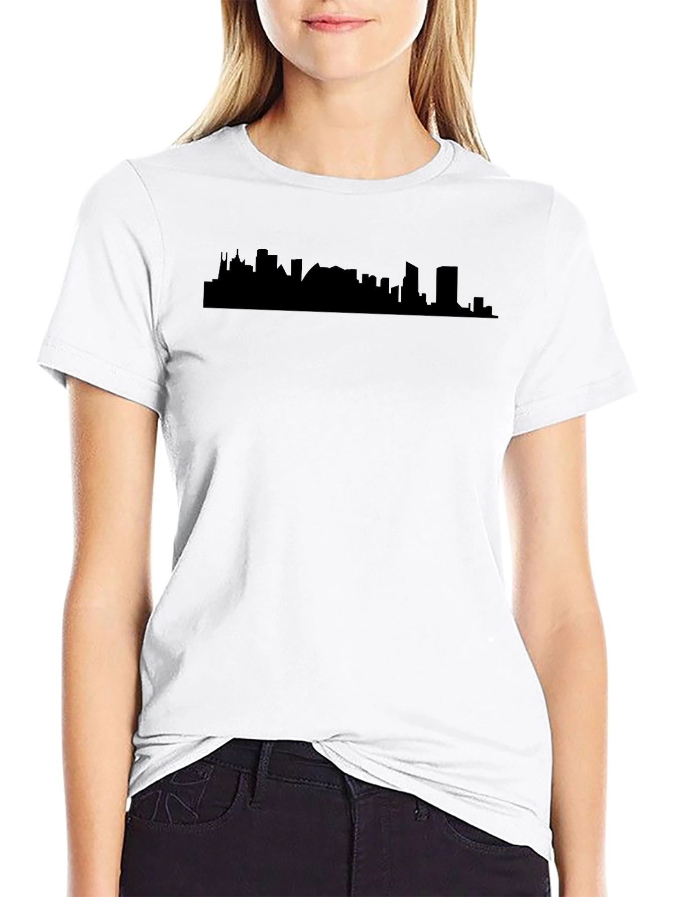 Modern Skyline Graphic Tee - Black