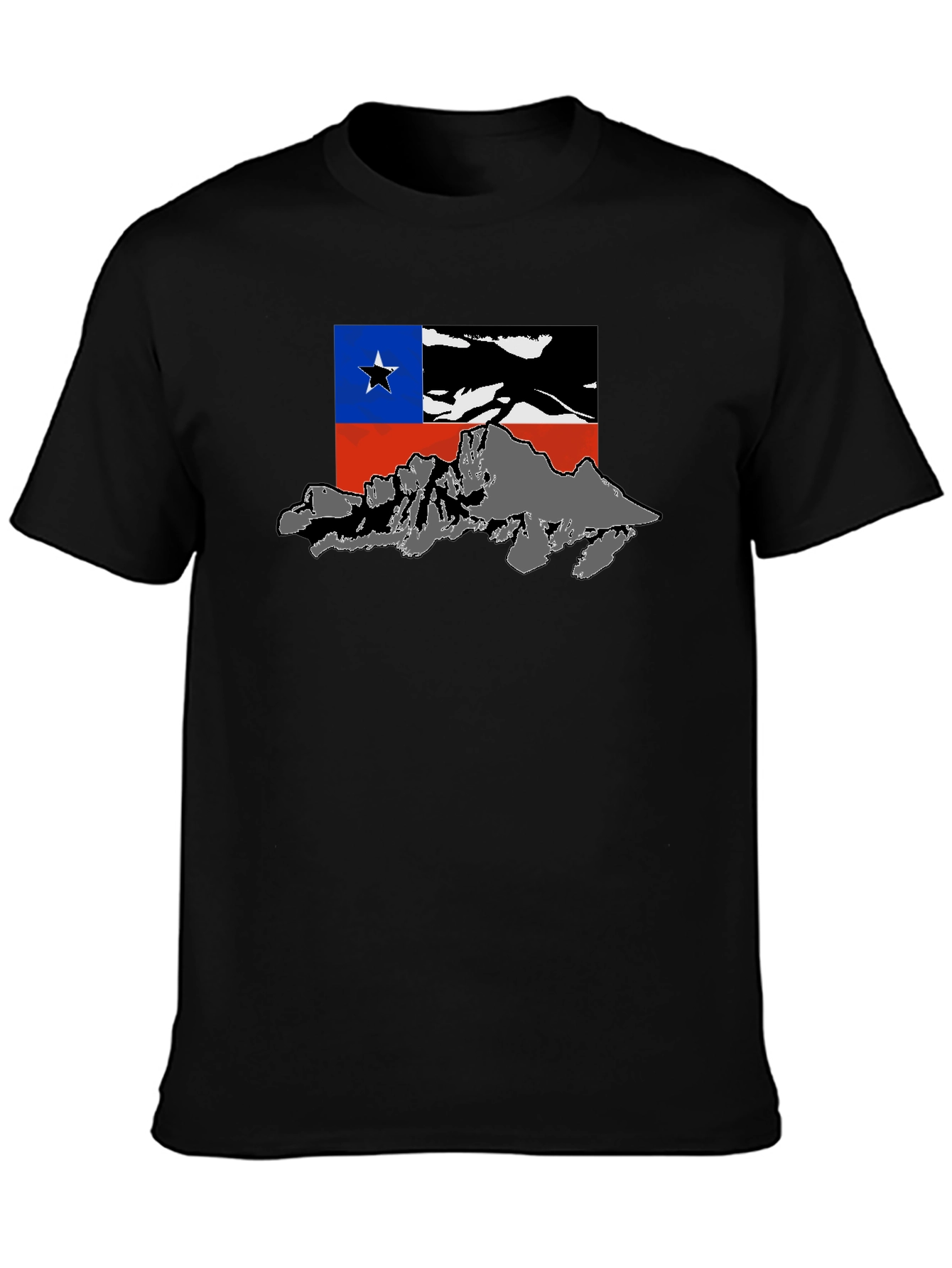 Chile Flag Mountain Graphic Black T-Shirt