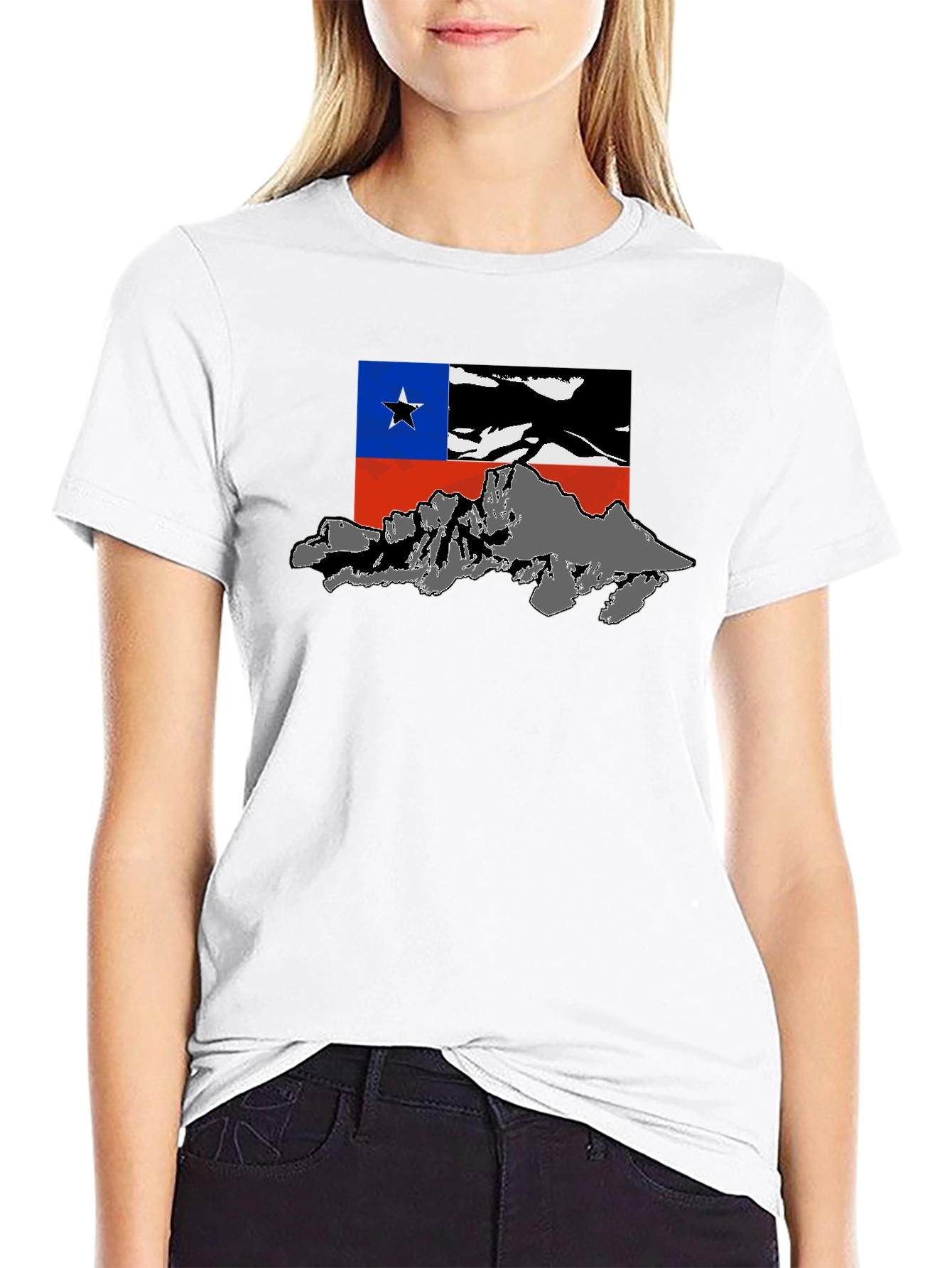 Chile Flag Mountain Graphic Black T-Shirt