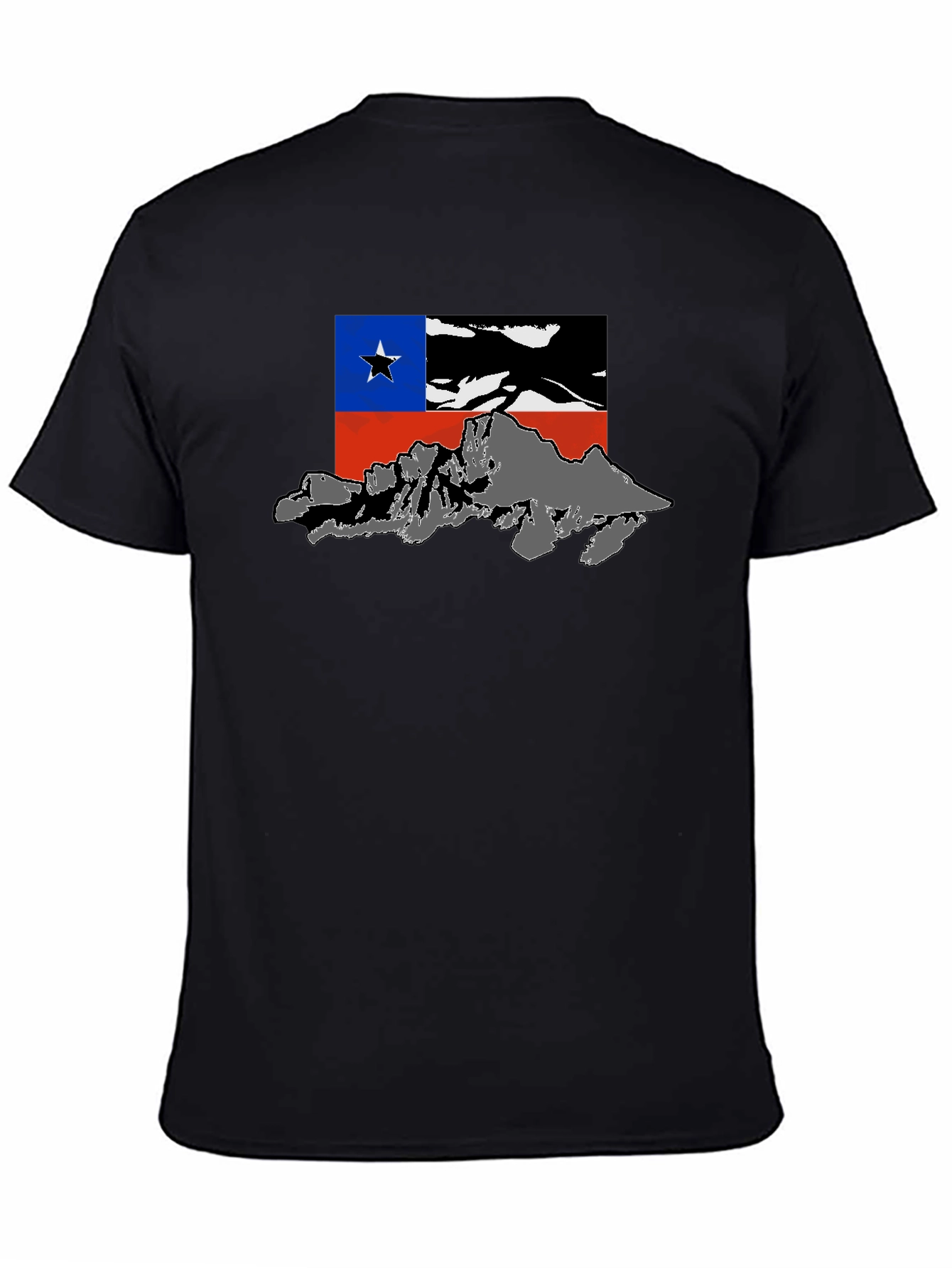 Chile Flag Mountain Graphic Black T-Shirt