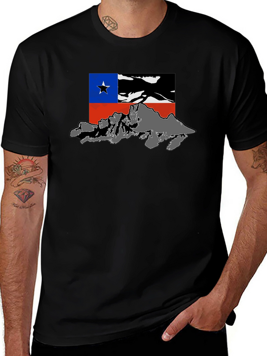 Chile Flag Mountain Graphic Black T-Shirt