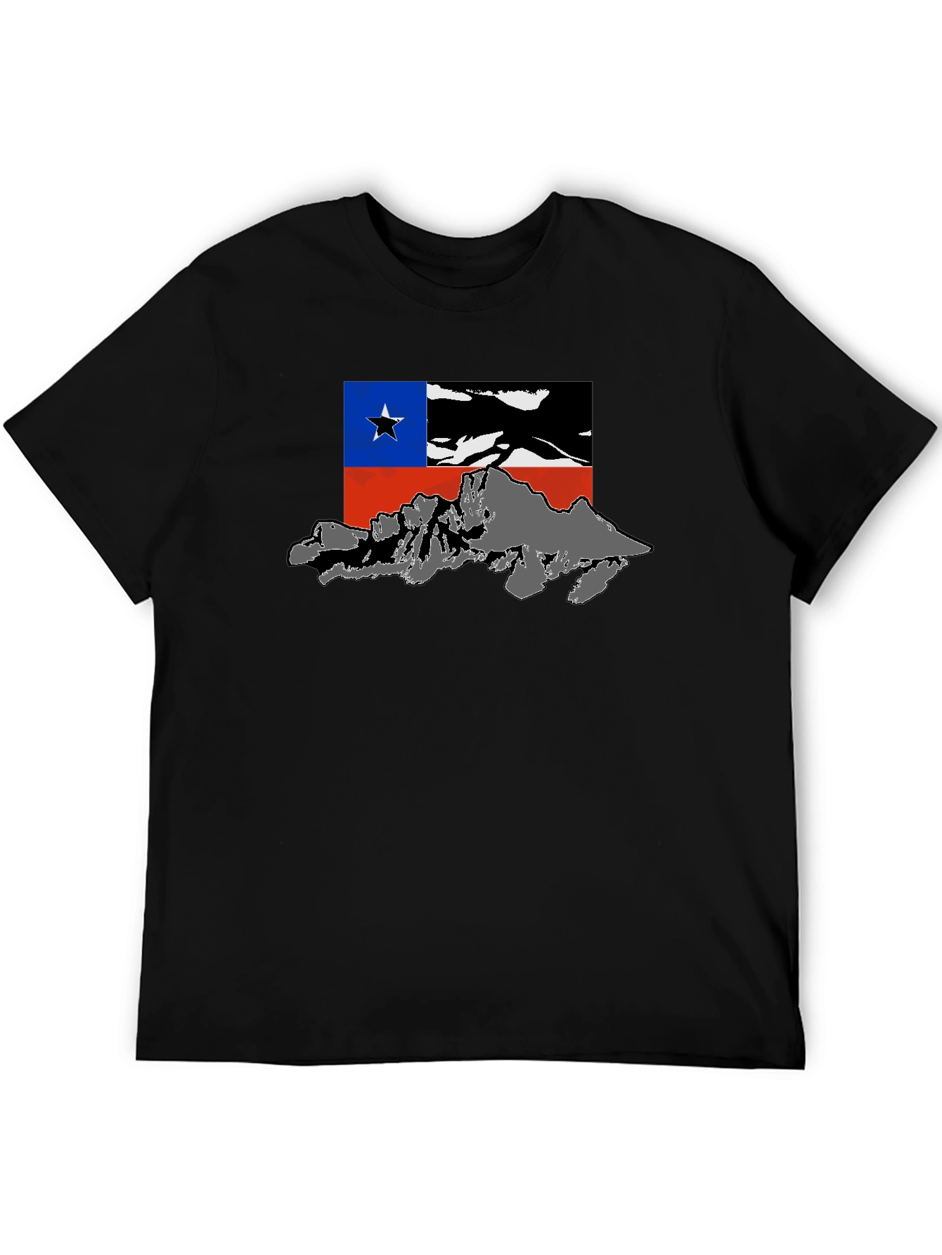 Chile Flag Mountain Graphic Black T-Shirt
