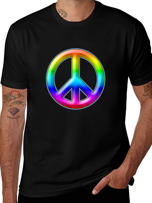 Rainbow Peace Sign Black T-Shirt