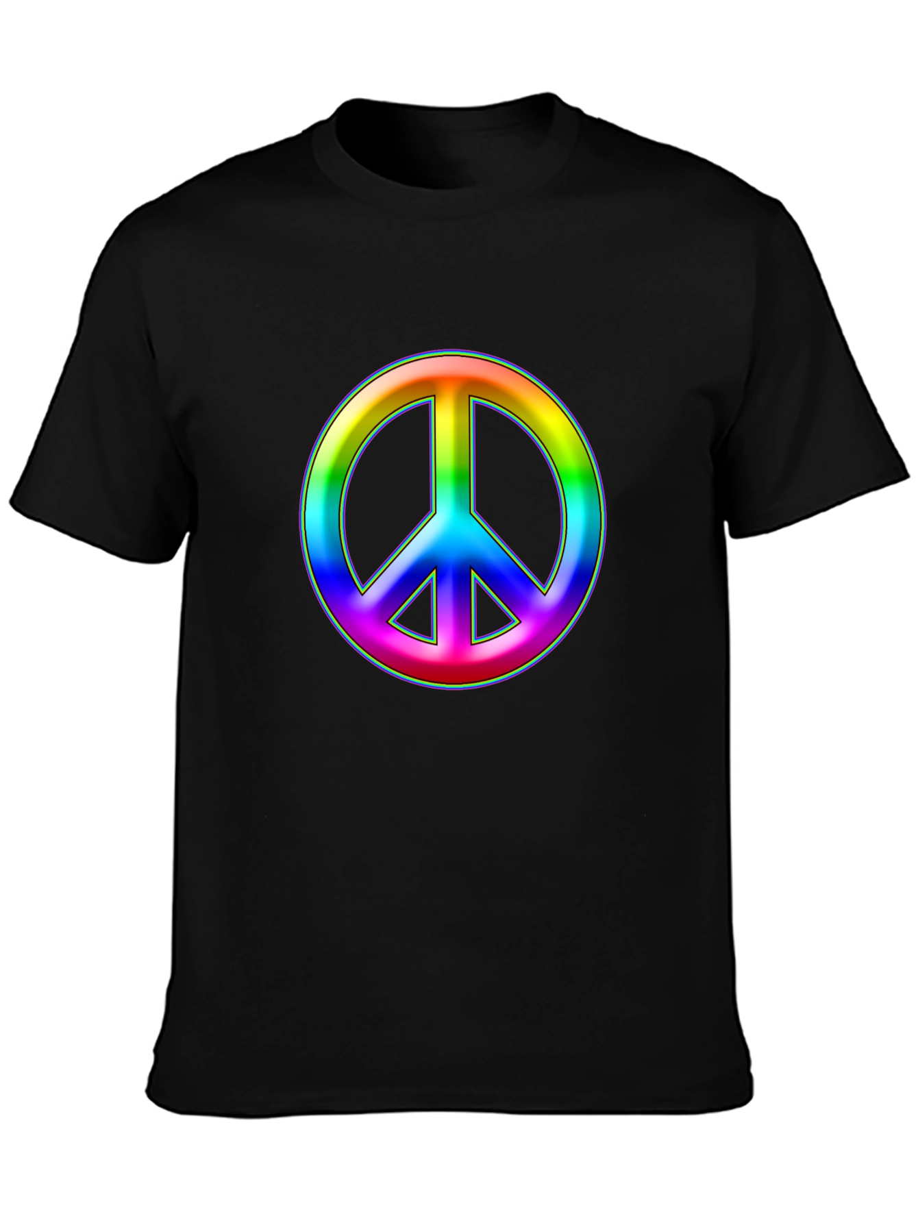 Rainbow Peace Sign Black T-Shirt