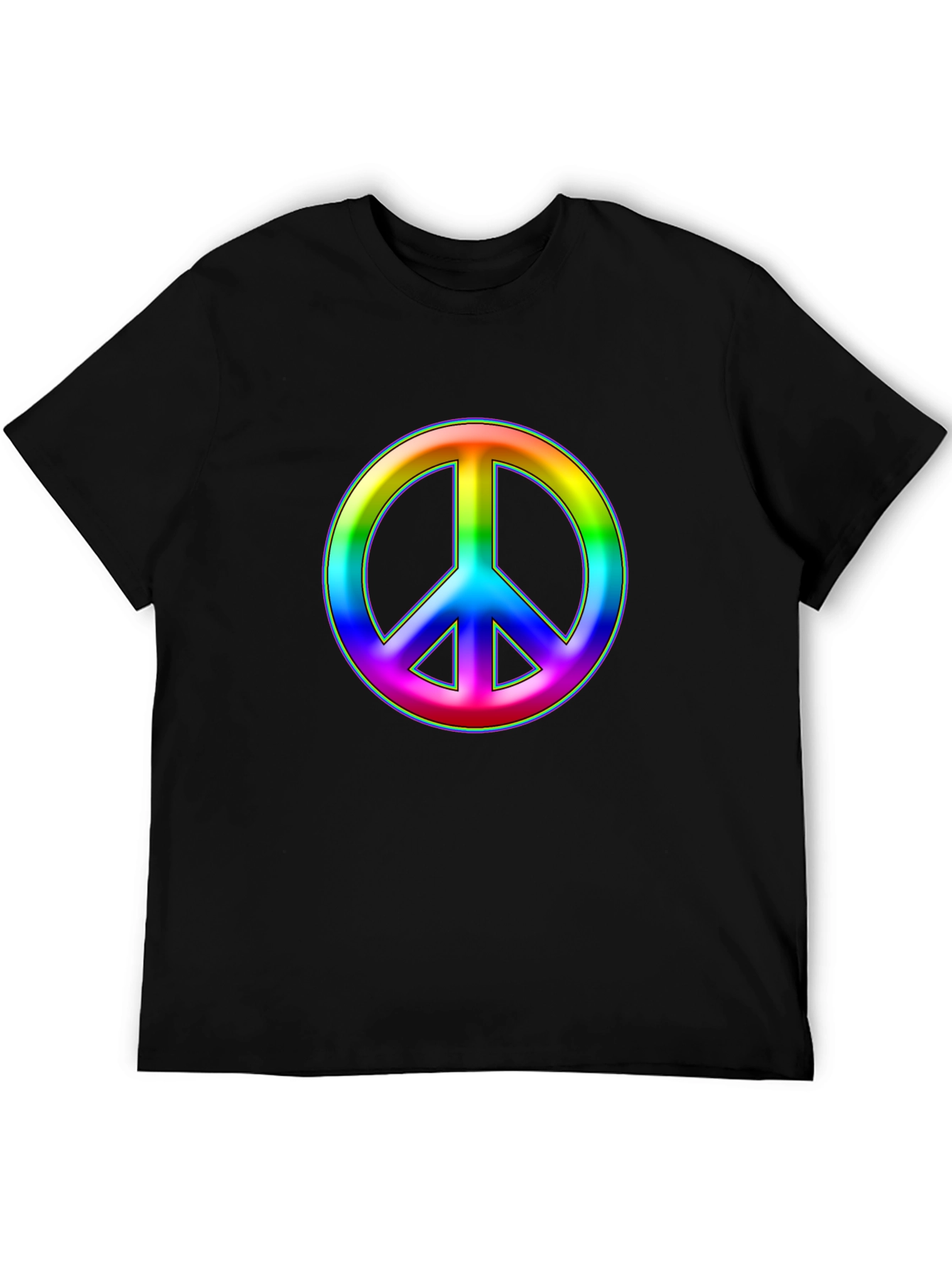 Rainbow Peace Sign Black T-Shirt