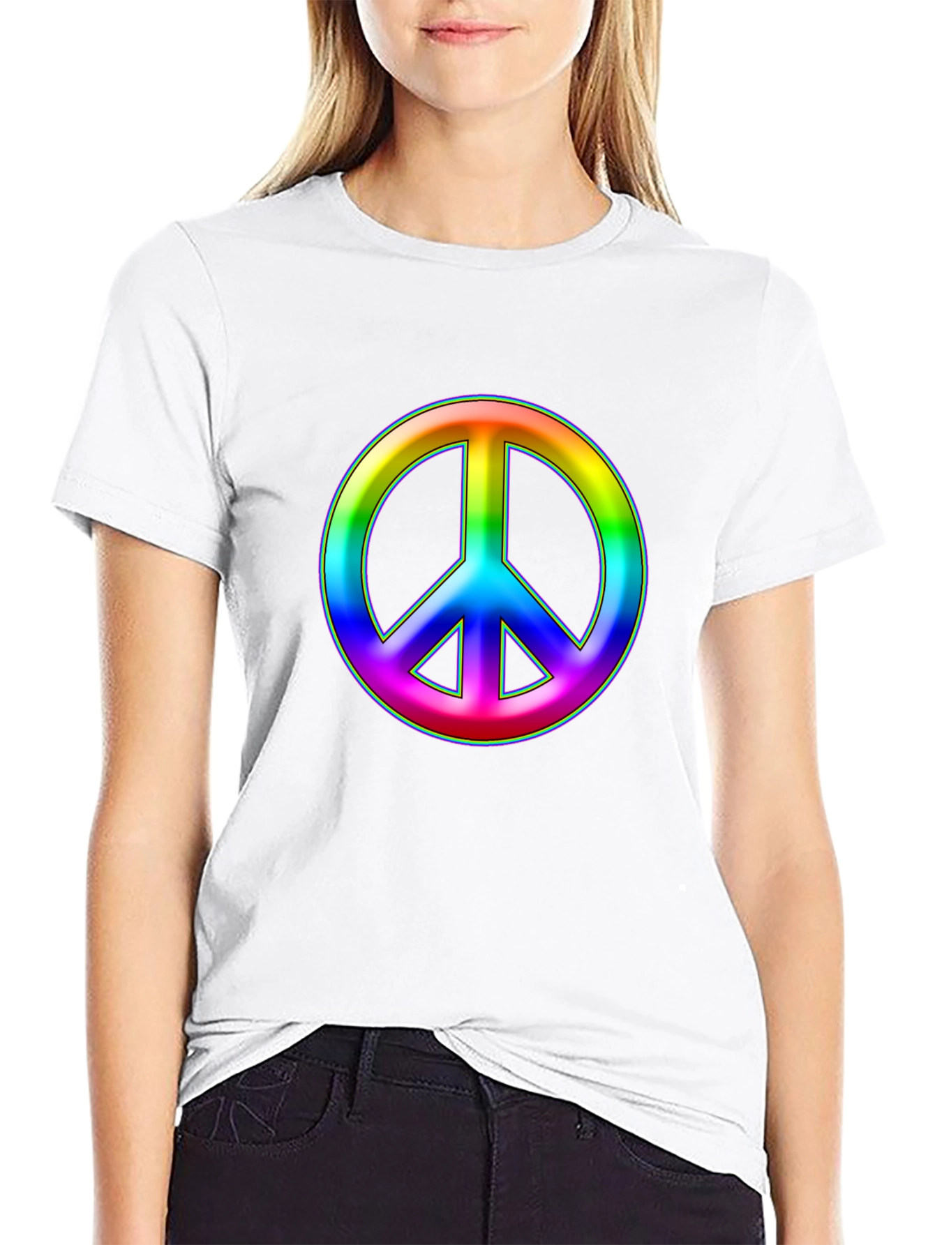 Rainbow Peace Sign Black T-Shirt