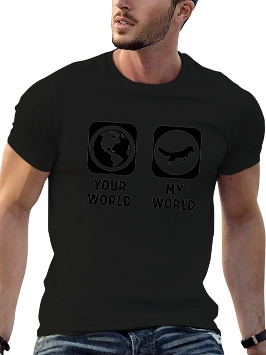 Your World vs. My World Earth & Fox Graphic Tee - Black
