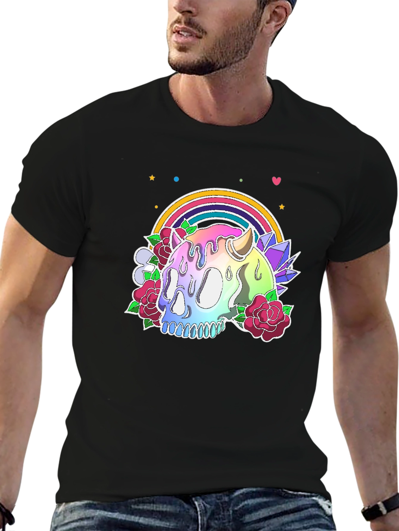 Rainbow Skull Graphic Tee - Unique & Stylish