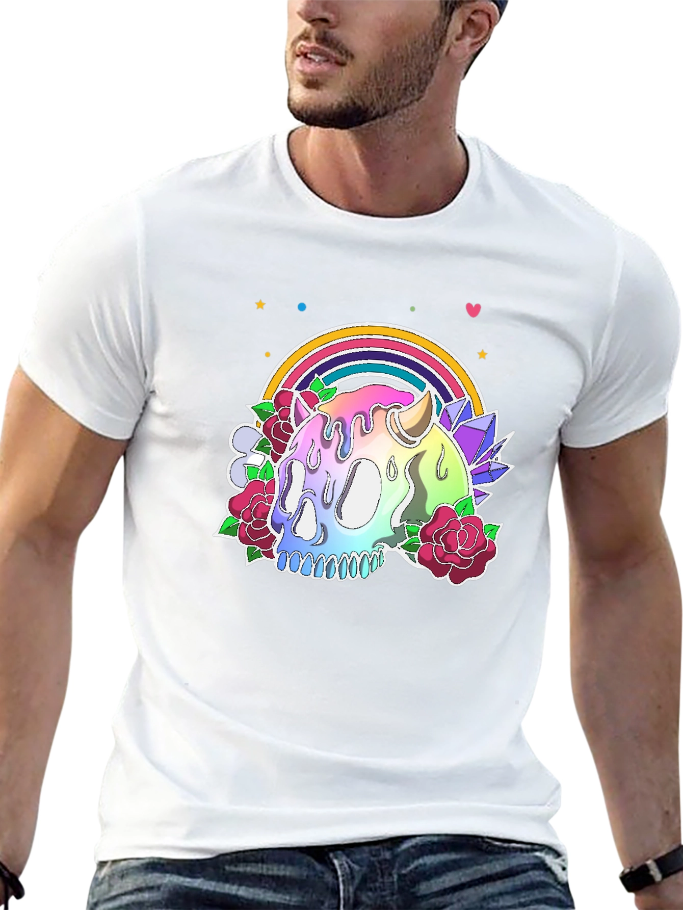 Rainbow Skull Graphic Tee - Unique & Stylish
