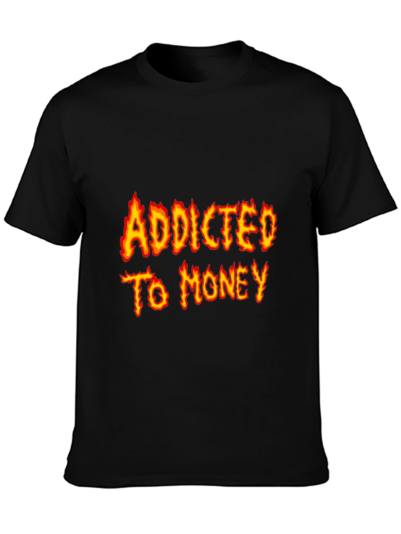 Addicted To Money Flame Graphic Black T-Shirt