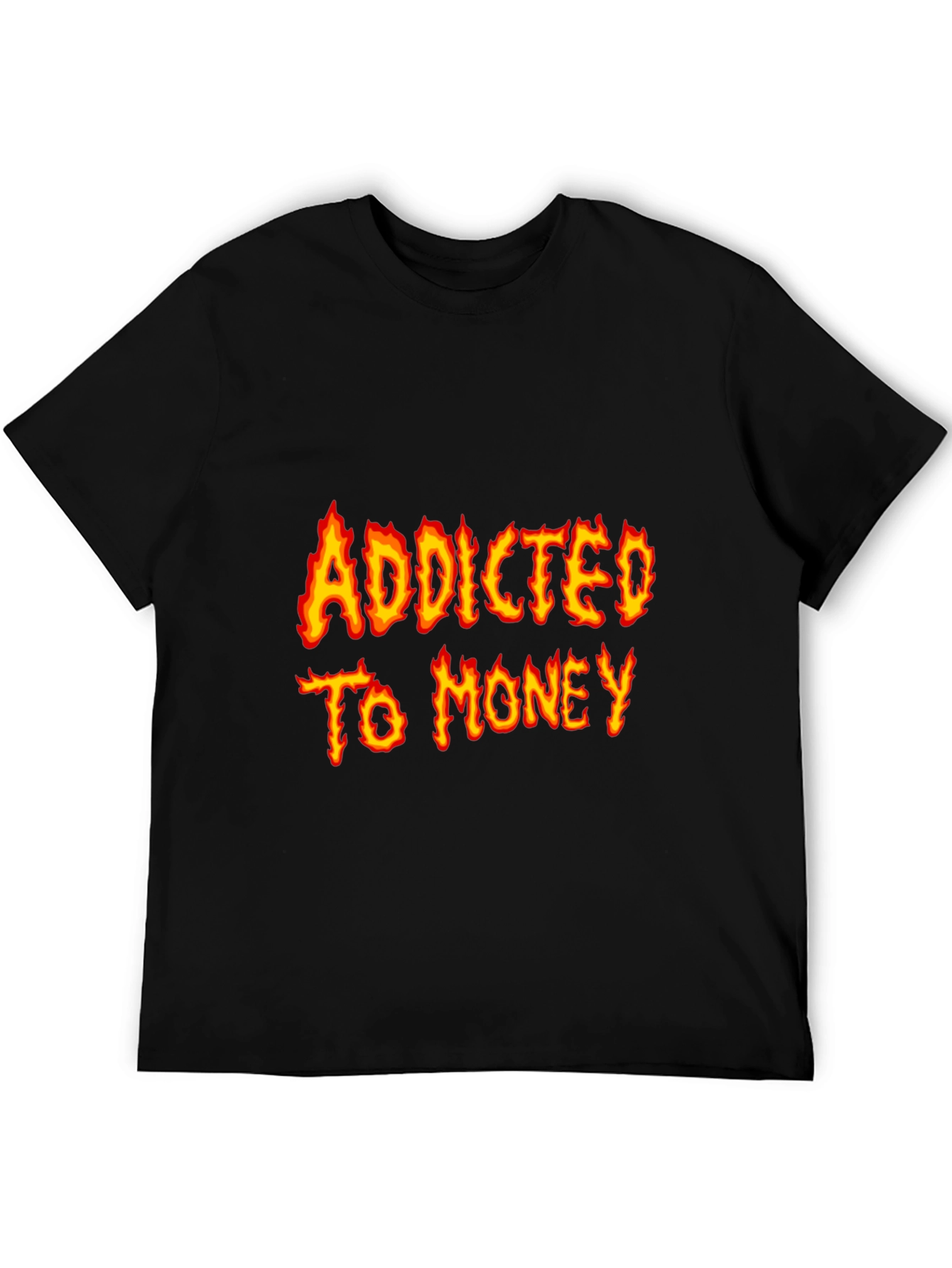 Addicted To Money Flame Graphic Black T-Shirt