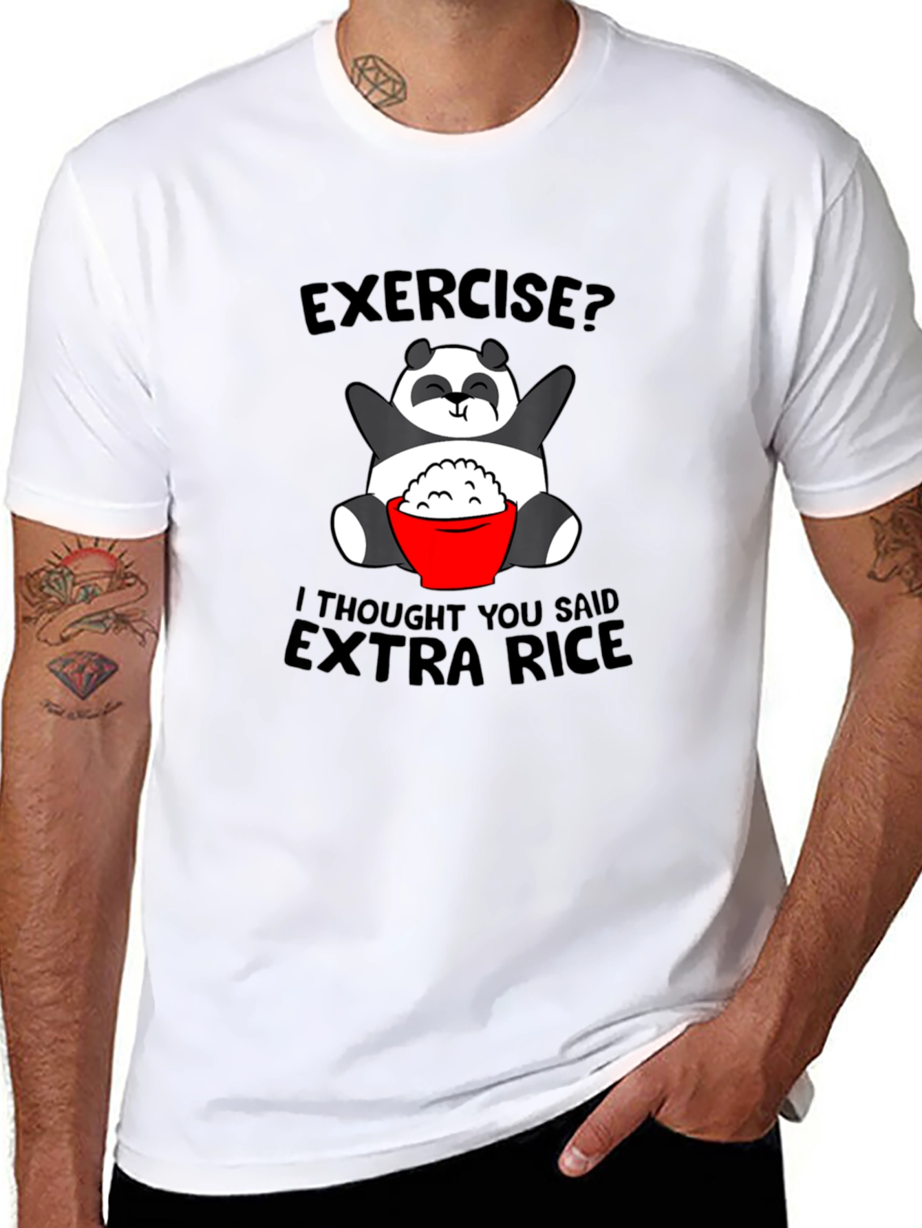 Funny Panda Extra Rice Graphic Tee Shirt