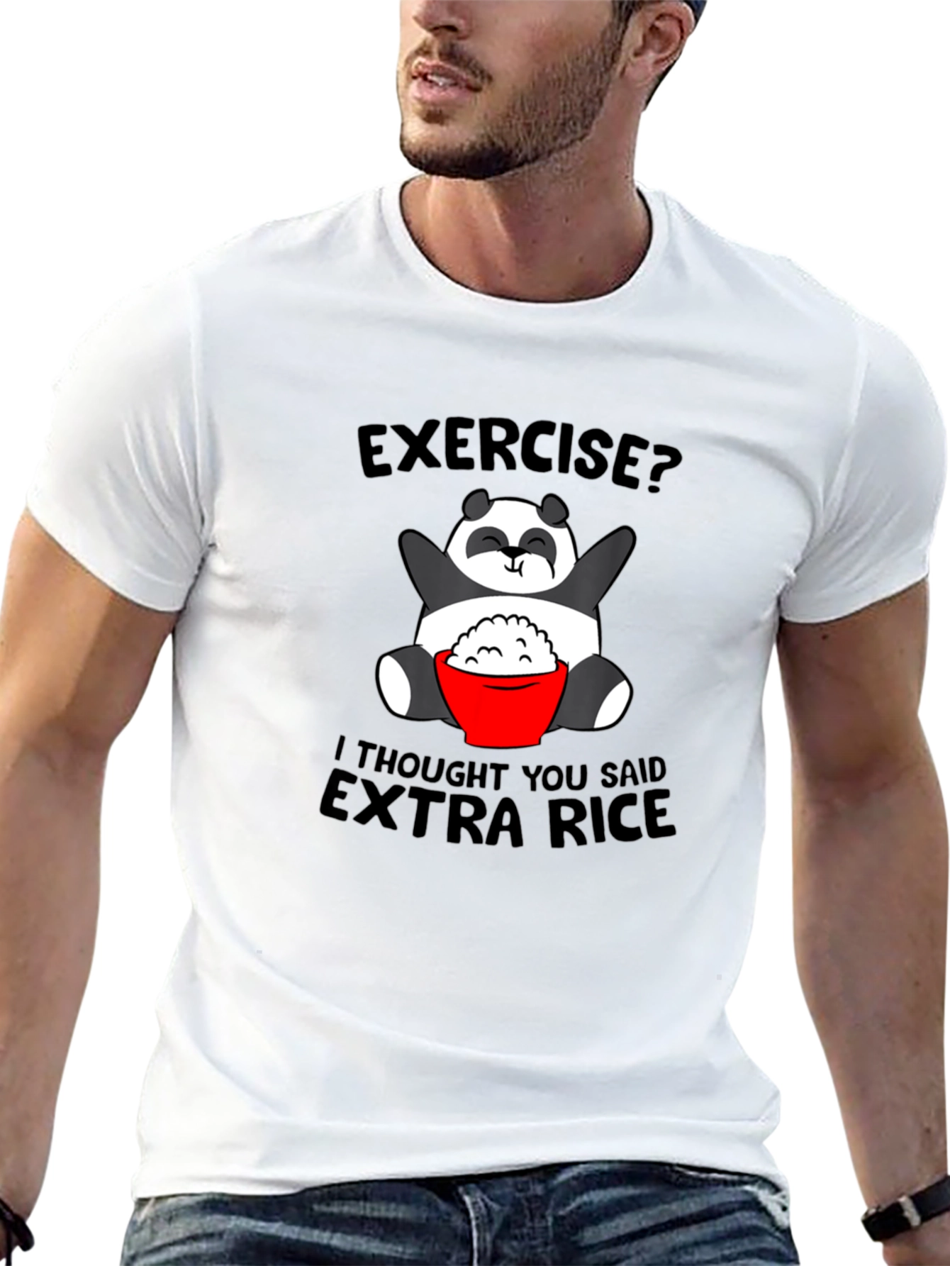 Funny Panda Extra Rice Graphic Tee Shirt