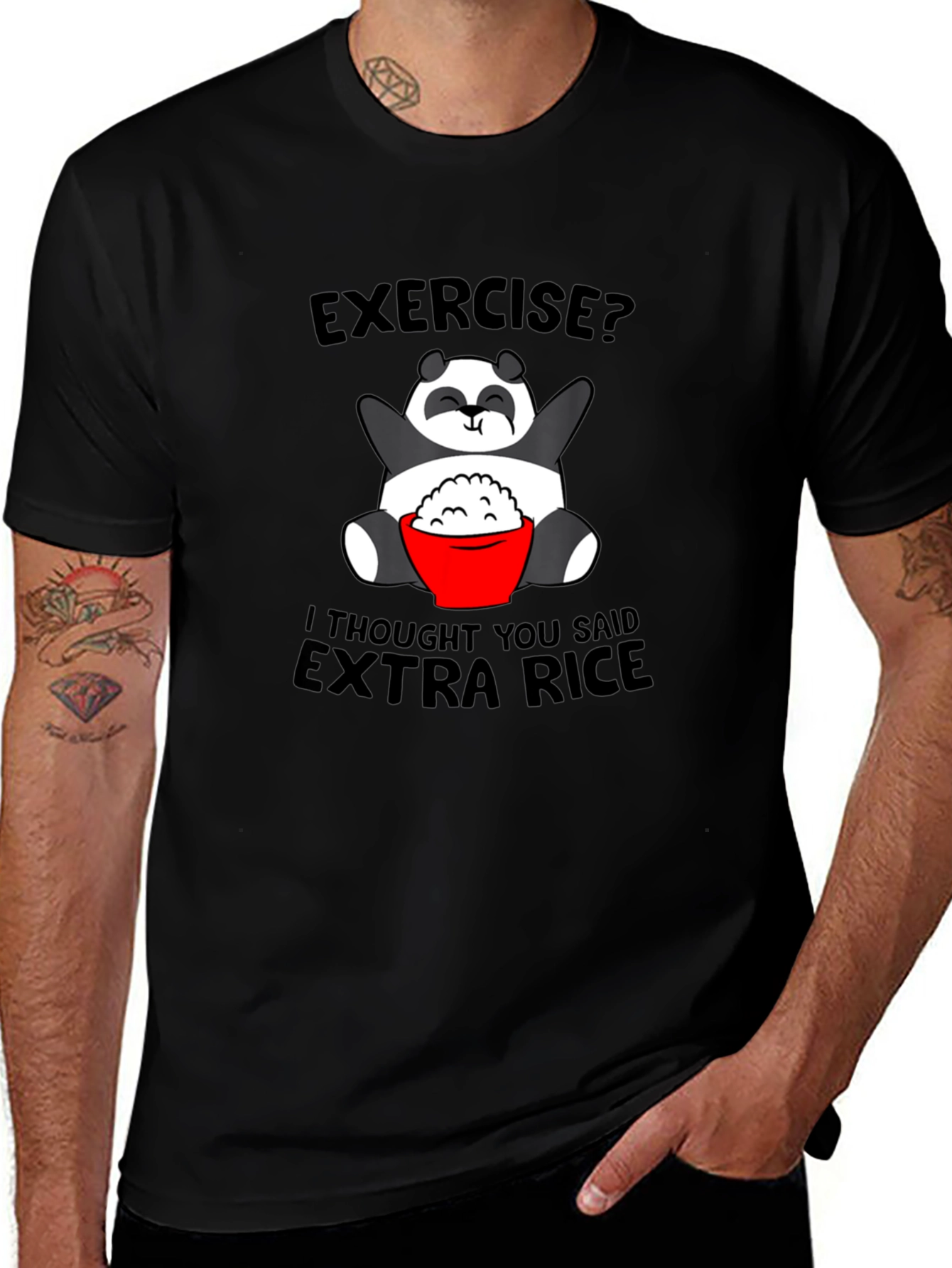 Funny Panda Extra Rice Graphic Tee Shirt