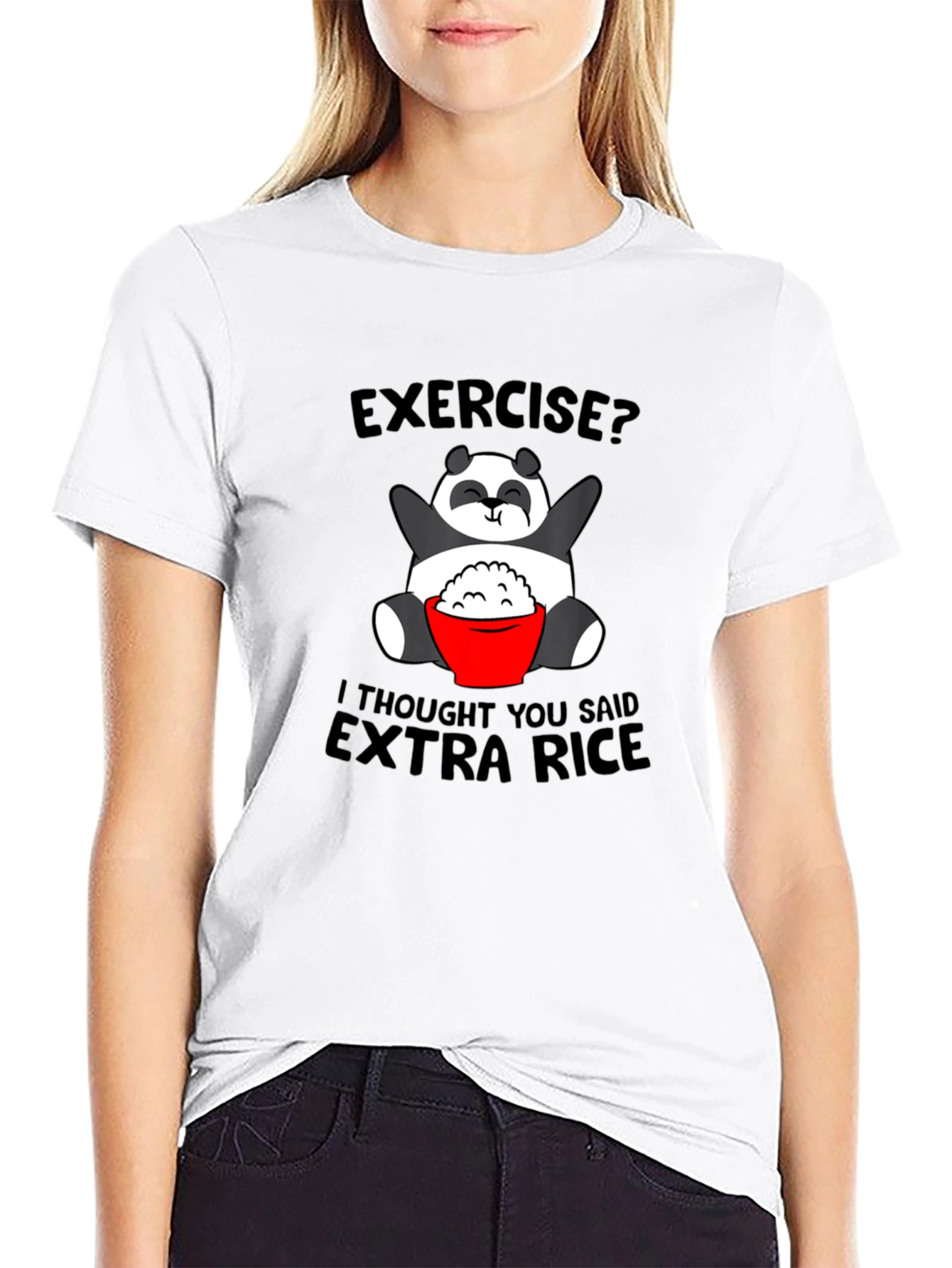 Funny Panda Extra Rice Graphic Tee Shirt