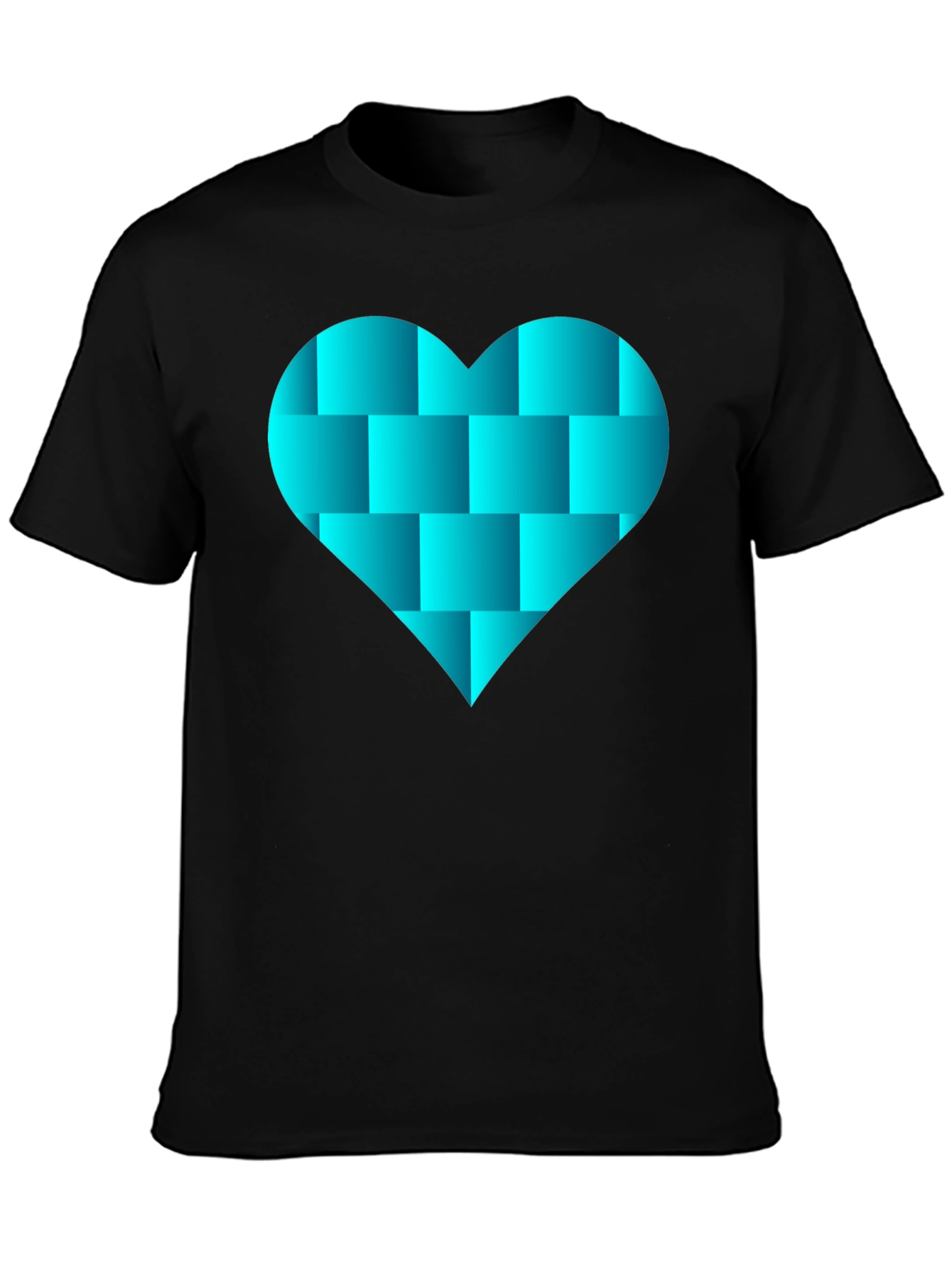 Geometric Heart Graphic Black Tee Shirt