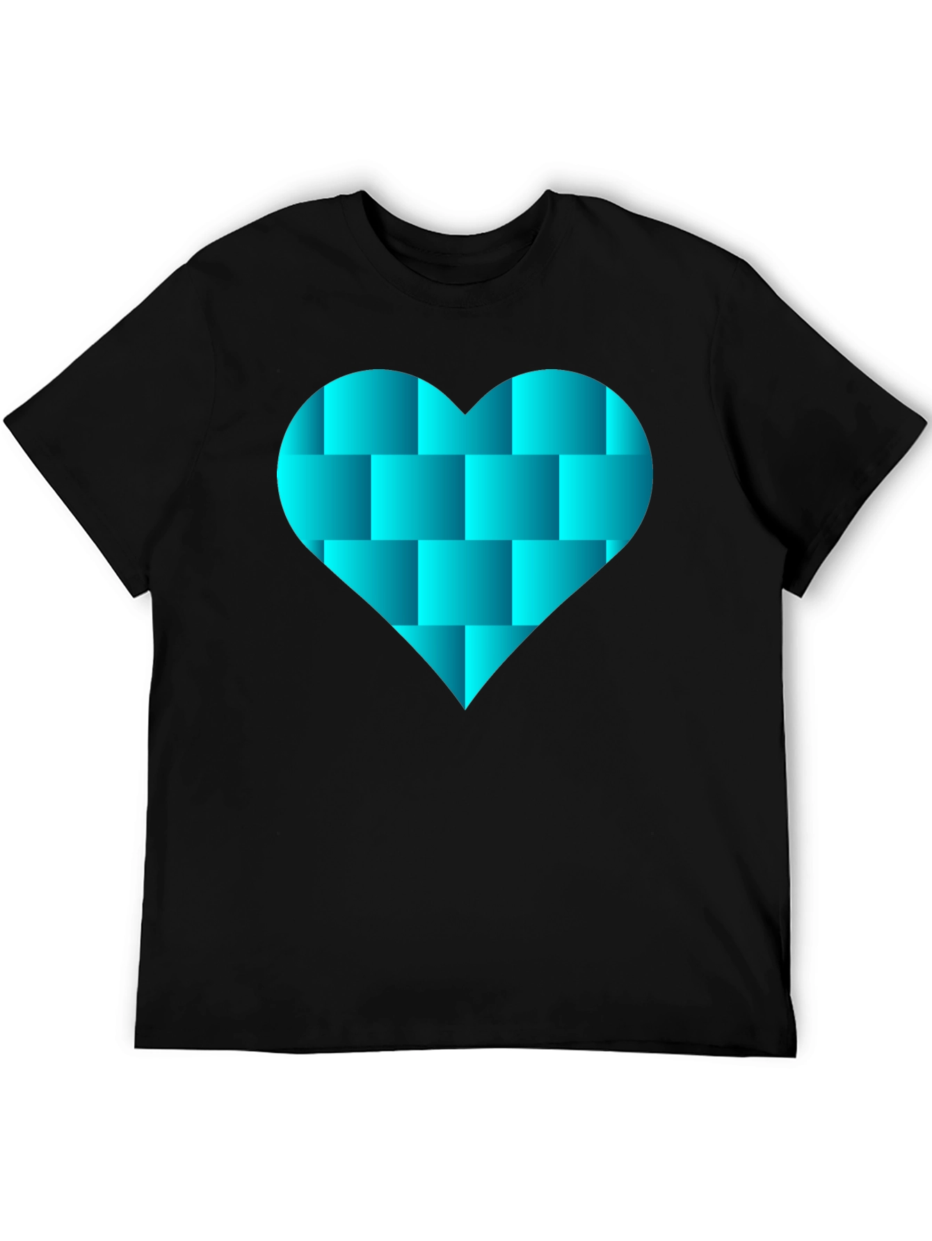 Geometric Heart Graphic Black Tee Shirt