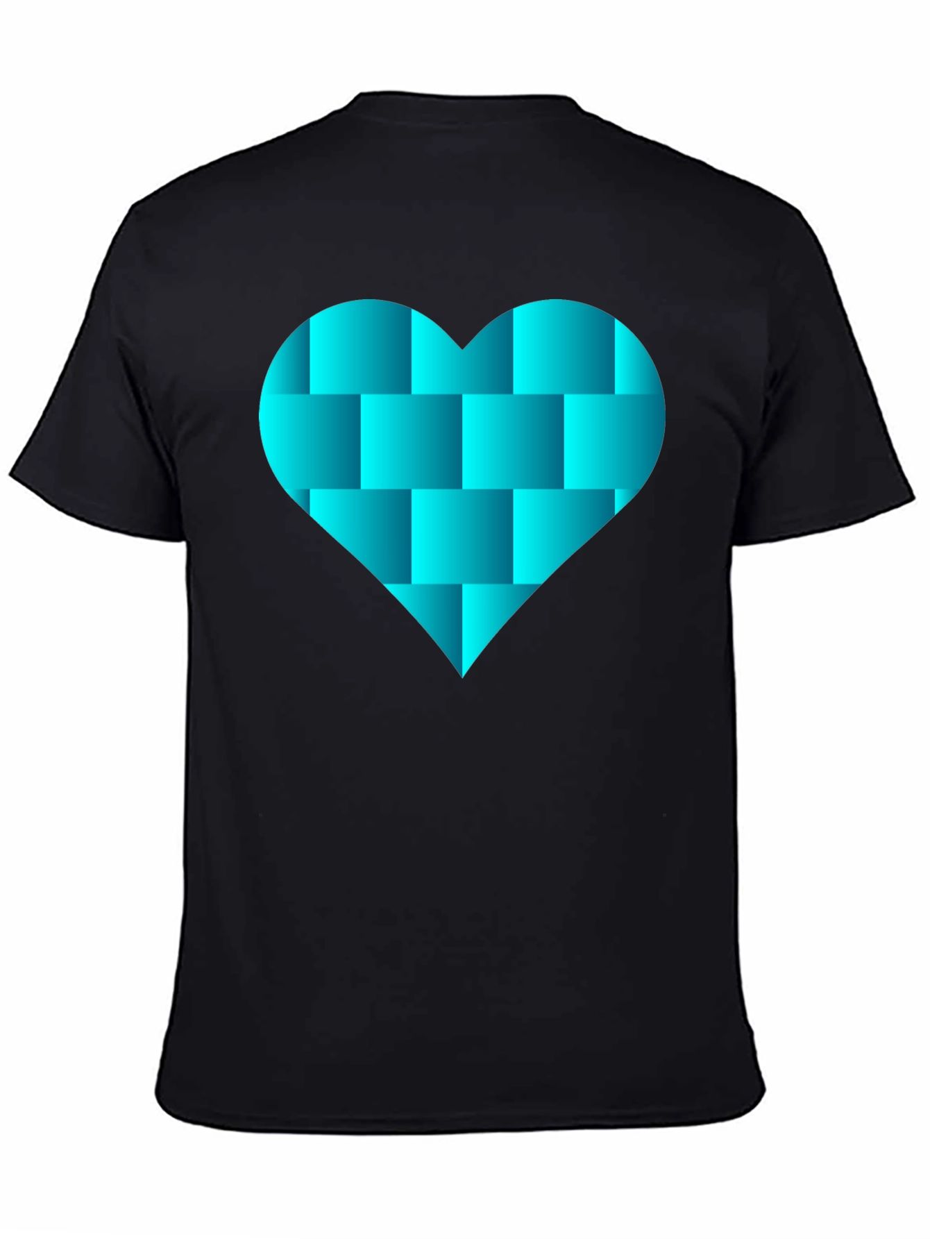 Geometric Heart Graphic Black Tee Shirt
