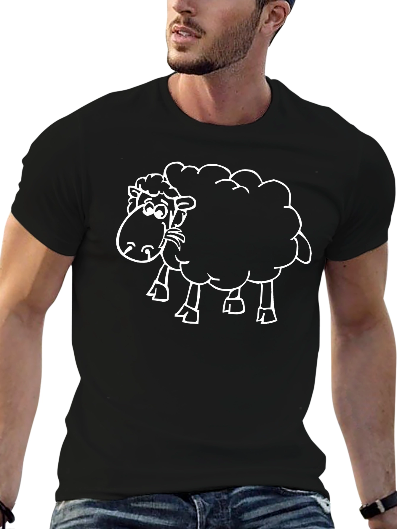 Funny Sheep Graphic Black T-Shirt