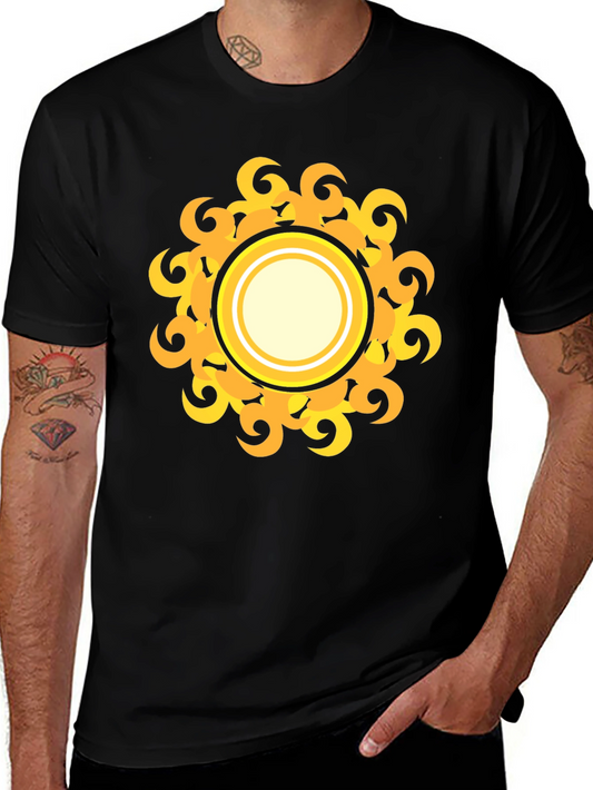 Black T-Shirt with Yellow Sun Design