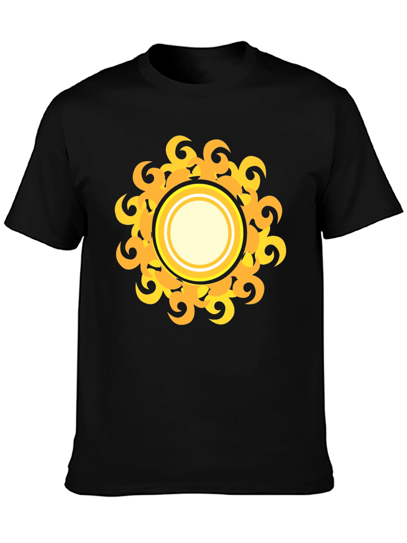 Black T-Shirt with Yellow Sun Design