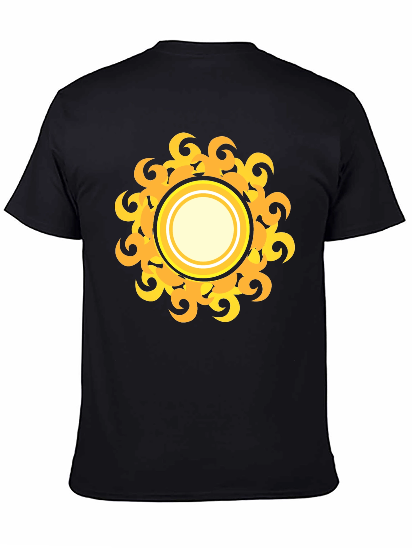 Black T-Shirt with Yellow Sun Design