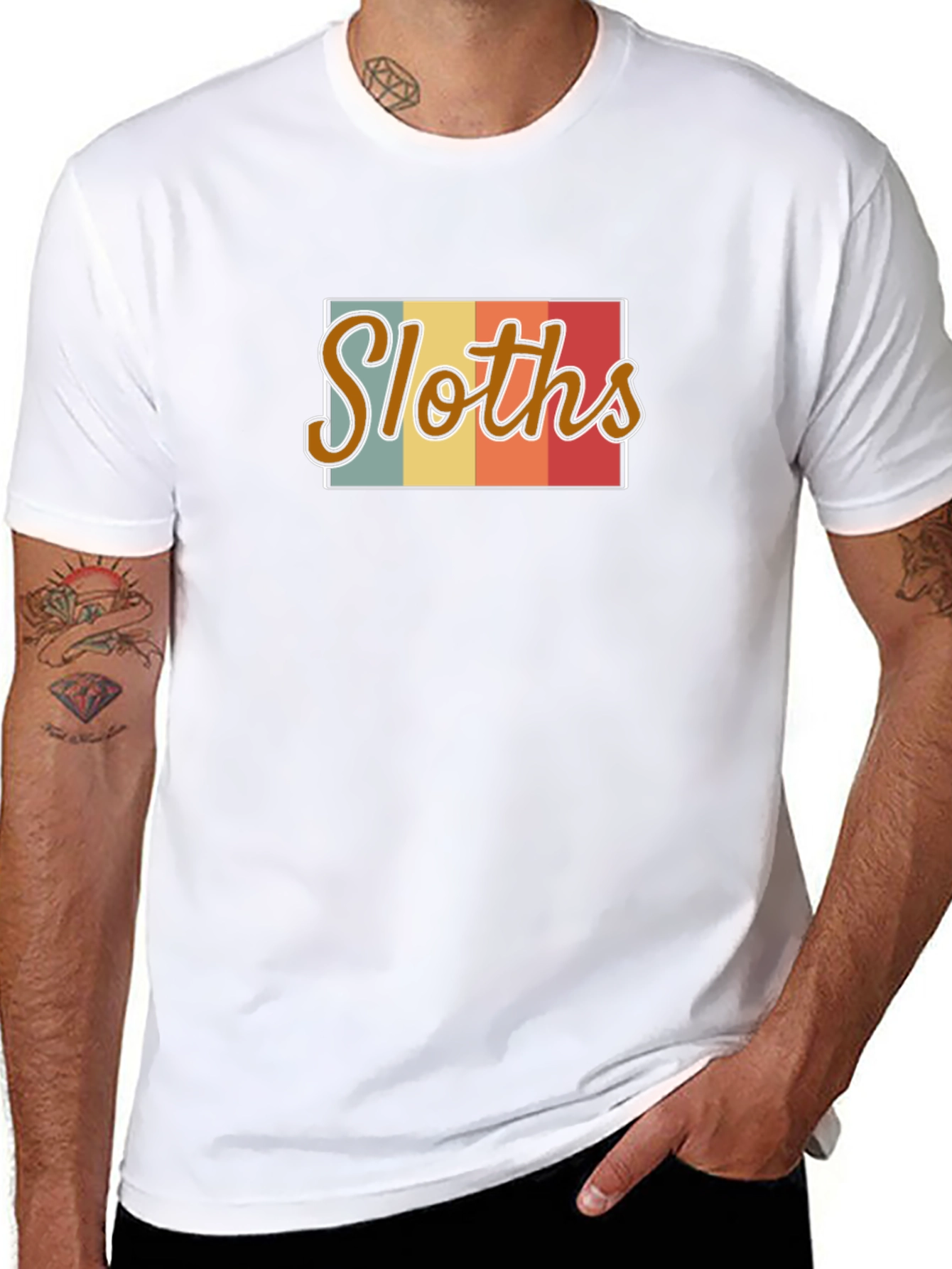 Retro Sloths Graphic Tee - Mens Black T-Shirt