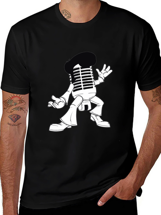 Retro Microphone Character Graphic T-Shirt