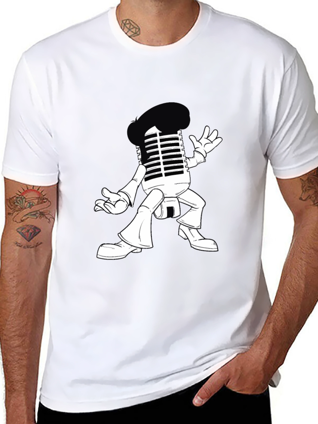 Retro Microphone Character Graphic T-Shirt