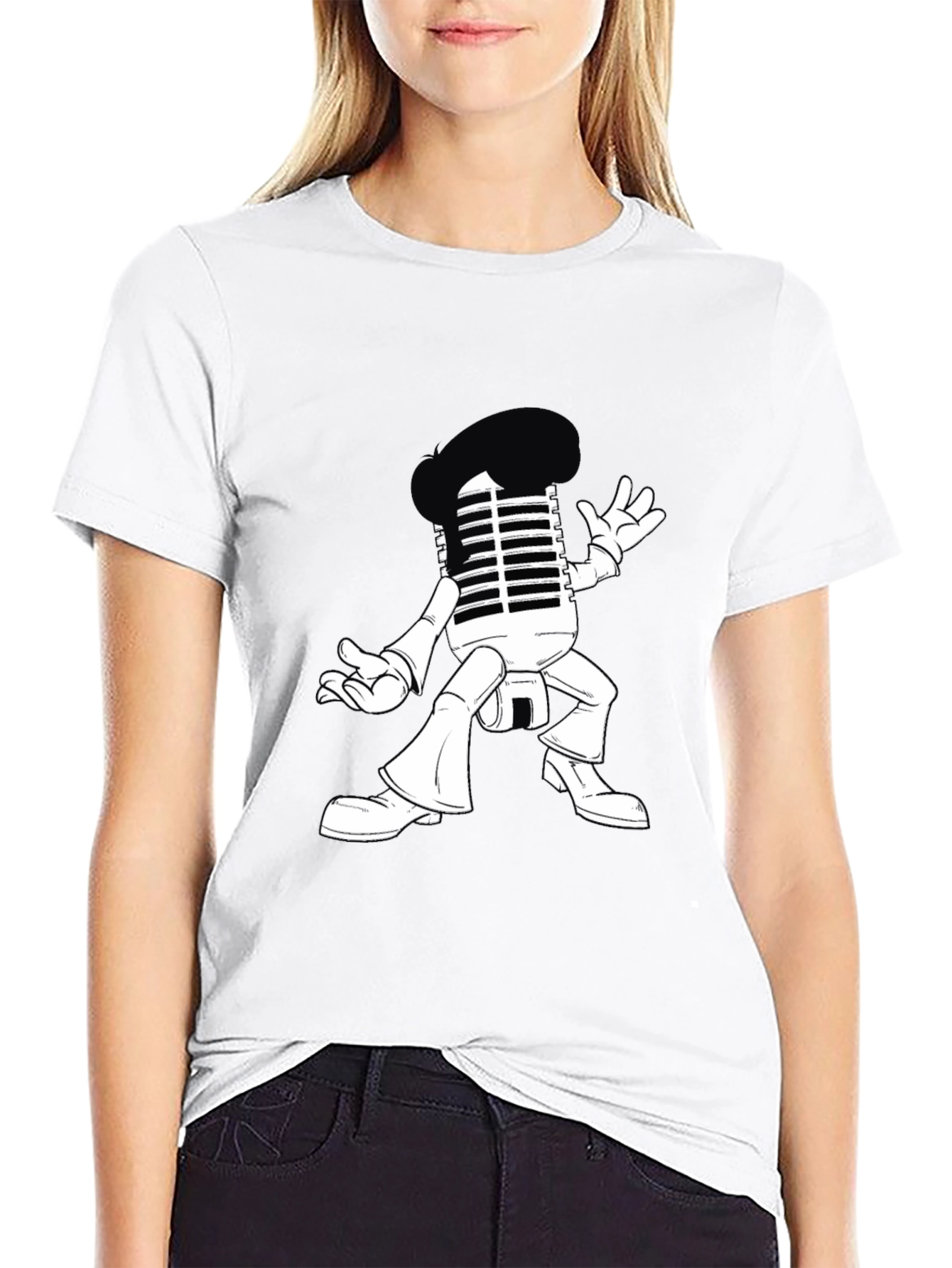 Retro Microphone Character Graphic T-Shirt