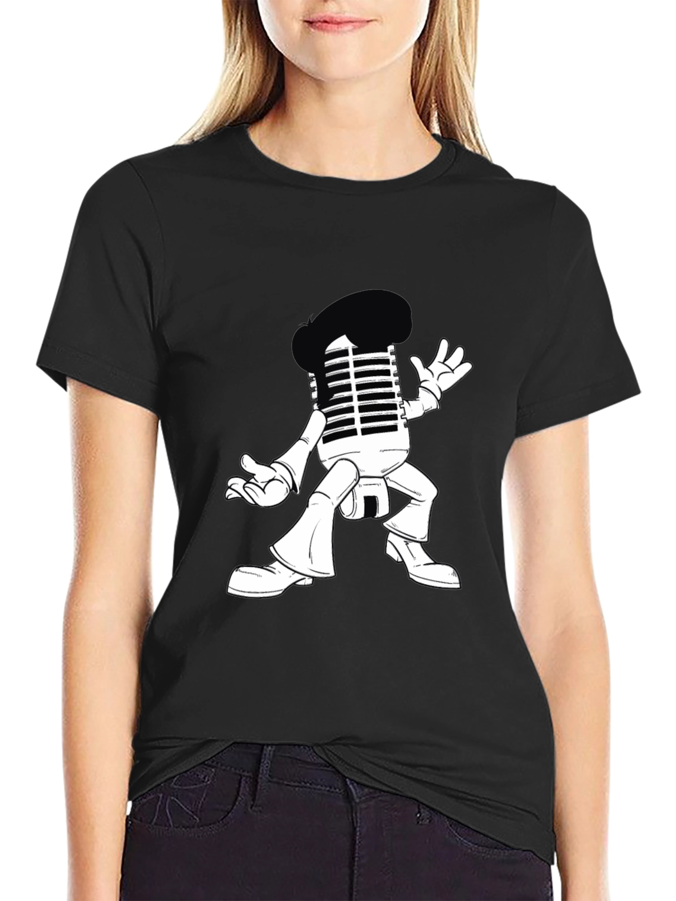 Retro Microphone Character Graphic T-Shirt