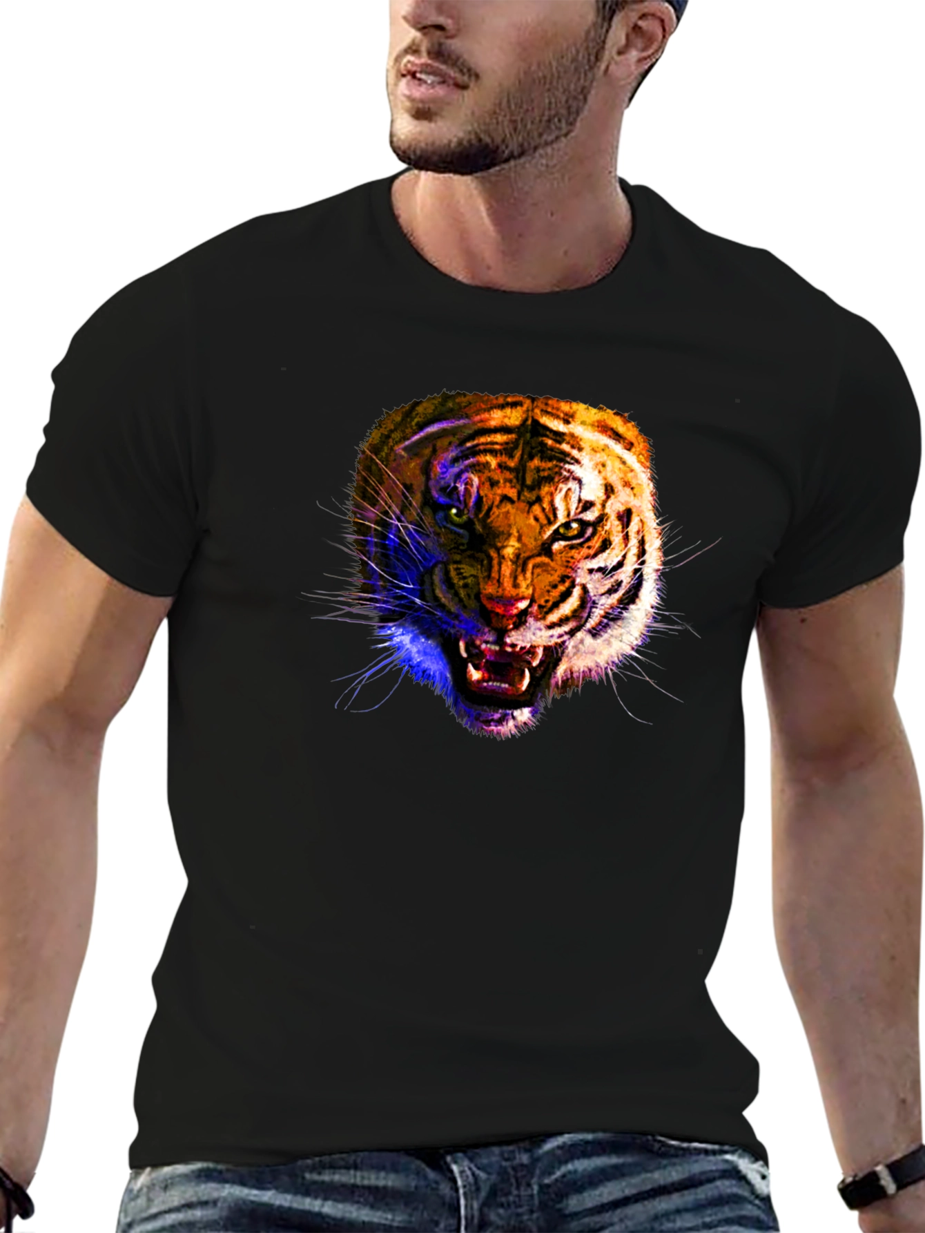 Fierce Tiger Graphic Black T-Shirt