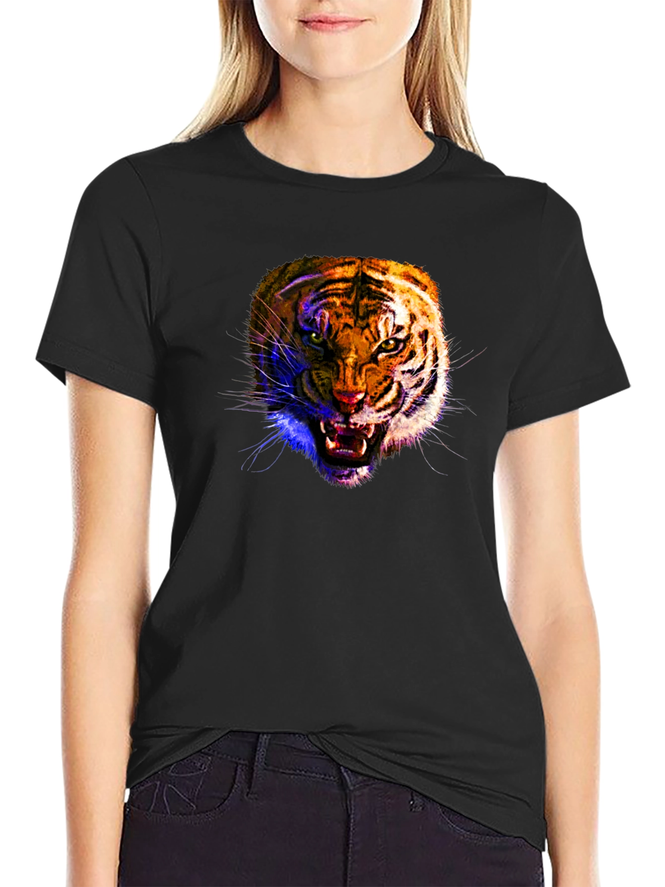 Fierce Tiger Graphic Black T-Shirt