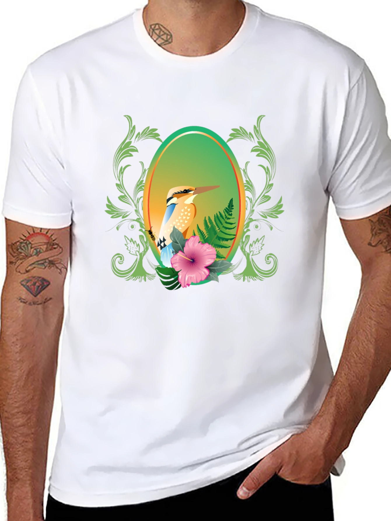 Tropical Bird Floral Graphic Tee
